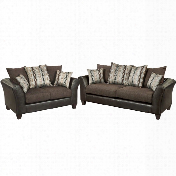 Flash Furniture 2 Piece Jefferson Faux Leather Sofa Set In Sable Brown