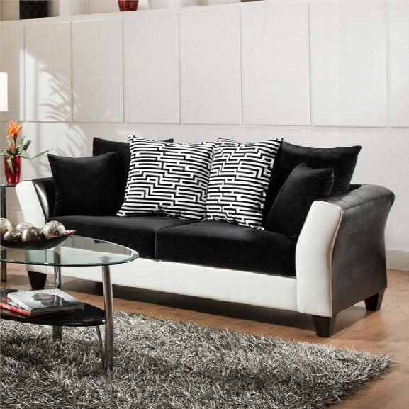 Flash Furniture Jefferson Faux Leather Sofa In Black And White