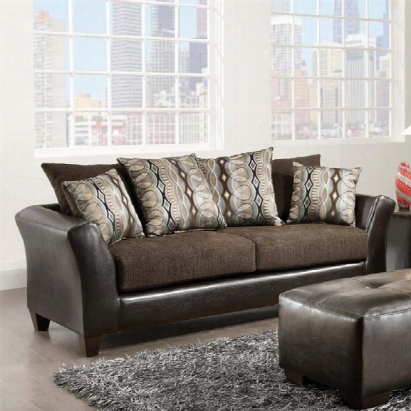 Flash Furniture Jefferson Faux Leather Sofa In Sable Brown