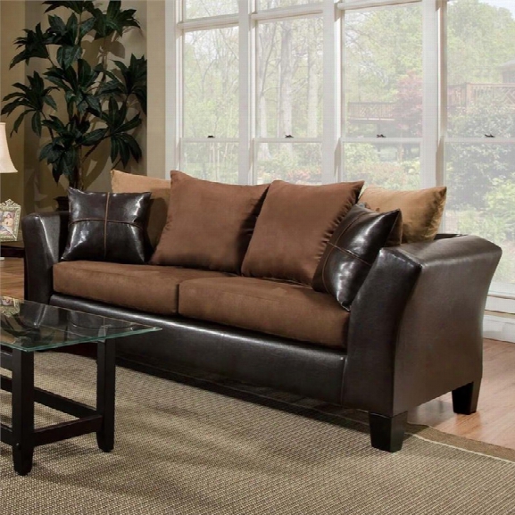 Flash Furniture Jefferson Faux Leather Sofa In Sierra Chocolate