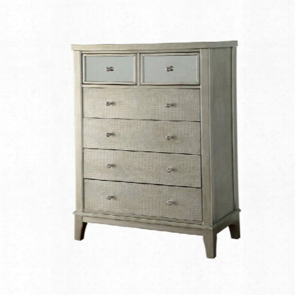 Furniture Of America Bessie Modern 6 Drawer Chest In Silver Gray