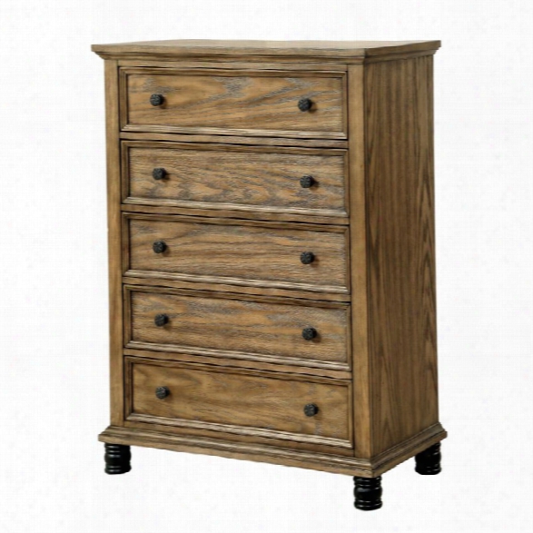 Furniture Of America Calvin 5 Drawer Chest In Dark Oak