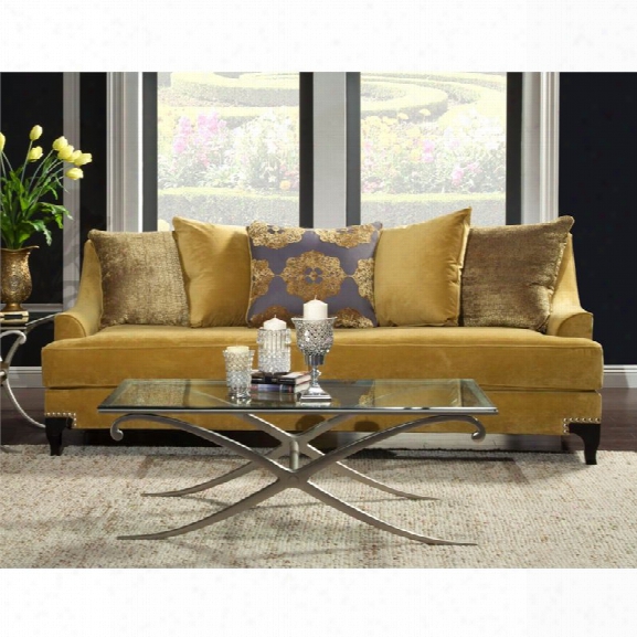 Furniture Of America Charlette Velvet Upholstered Sofa In Gold