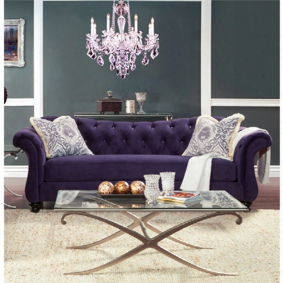 Furniture Of America Dupre Fabric Sofa In Purple