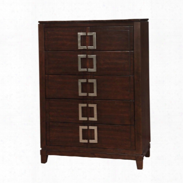Furniture Of America Dysin 5 Drawer Chest In Brown Cherry