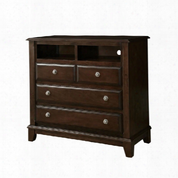 Furniture Of America Glinda Media Chest In Brown Cherry