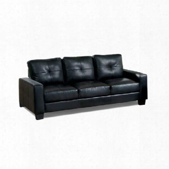 Furniture Of America Guave Modern Leather Tufted Sofa In Black