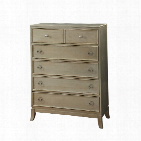 Furniture Of America Landermark 5 Drawer Chest In Silver Gray