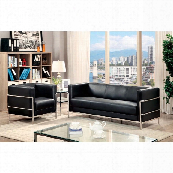 Furniture Of America Latisse 2 Piece Sofa Set In Black