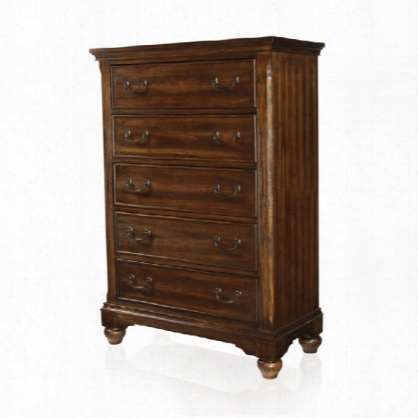 Furniture Of America Makayla Modern 5 Drawer Chest In Antique Dark Oak