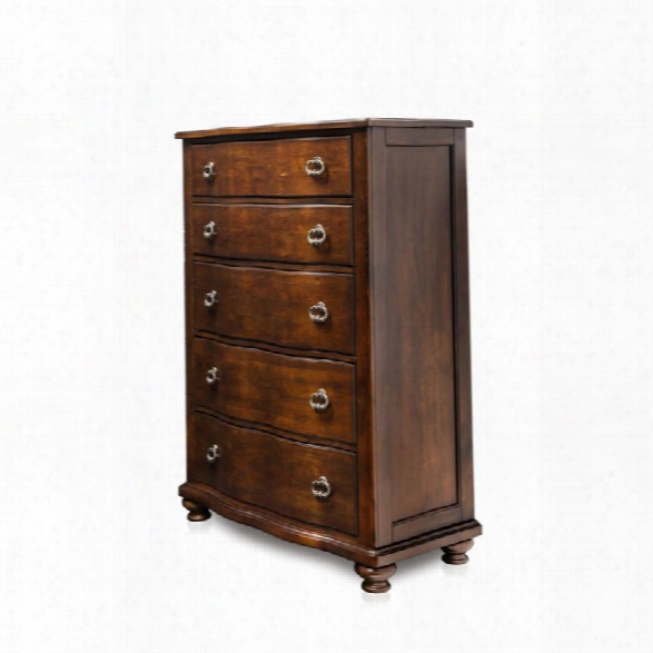 Furniture Of America Marcella 5 Drawer Chest In Brown Cherry