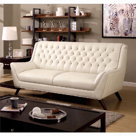 Furniture Of America Mayfield Tufted Leather Sofa