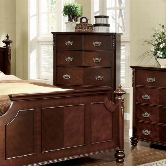 Furniture Of America Obbentry Chest In Brown Cherry