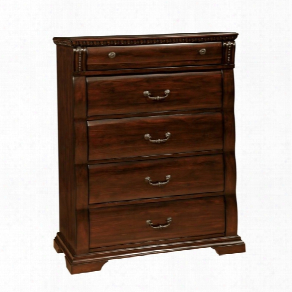 Furniture Of America Oulette 5 Drawer Chest In Cherry