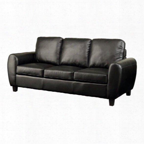 Furniture Of America Parvi Leather Sofa In Black