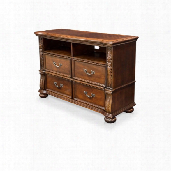 Furniture Of America Perrena Traditional Media Chest In Brown Cherry