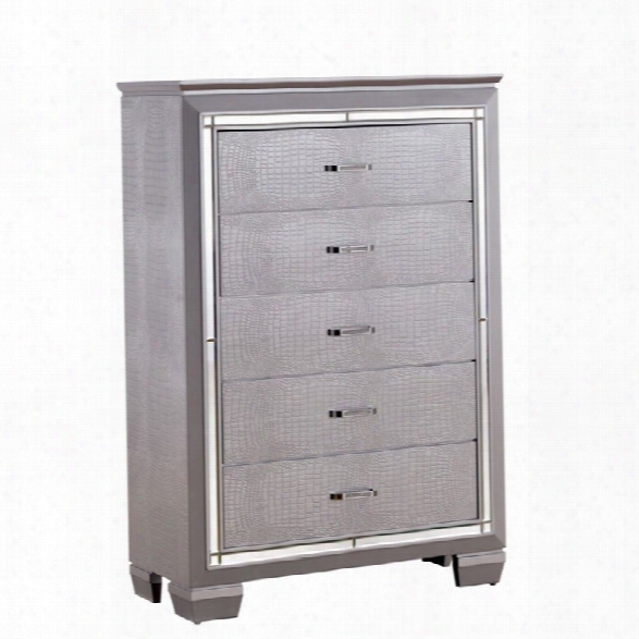 Furniture Of America Rachel 5 Drawer Chest In Silver