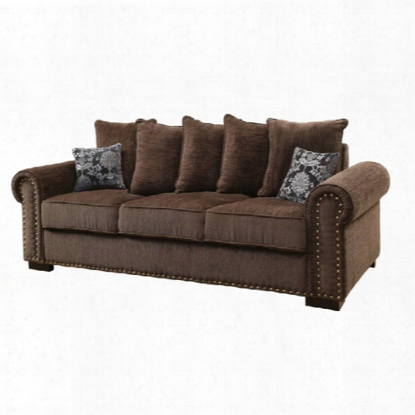 Furniture Of America Roxana Fabric Sofa In Espresso