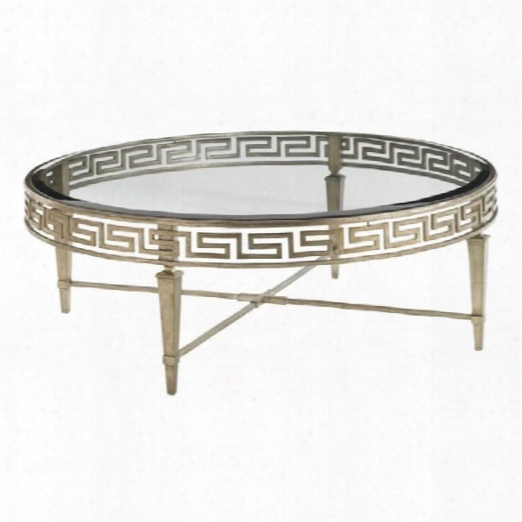 Lexington Tower Place Deerfield Round Glass Coffee Table In Gold Leaf