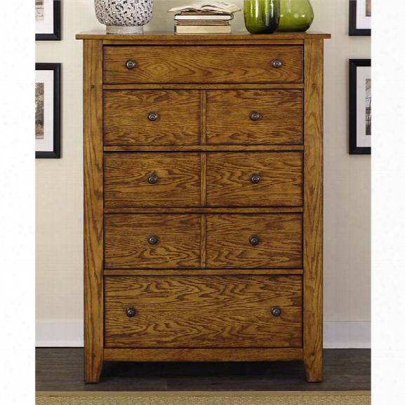 Liberty Furniture Grandpa's Cabin 5 Drawer Chest In Aged Oak