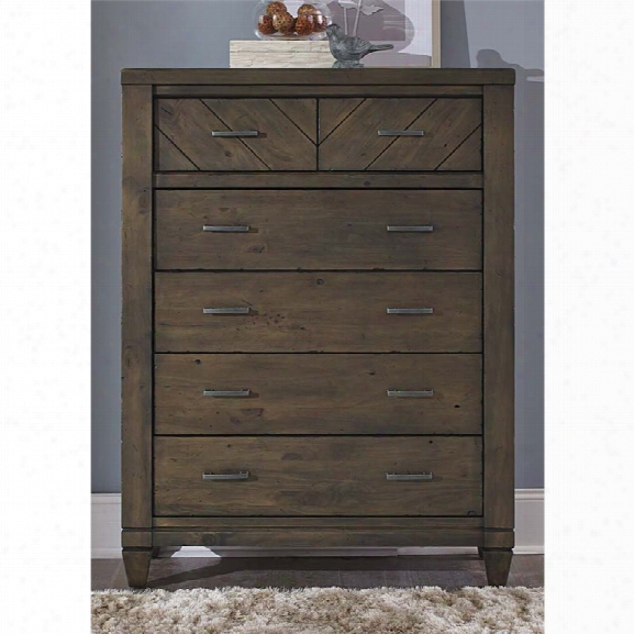 Liberty Furniture Modern Country 6 Drawer Chest In  Harvest Brown