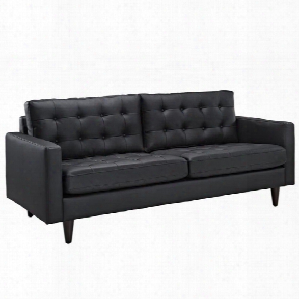 Maklaine Leather Tufted Sofa In Black