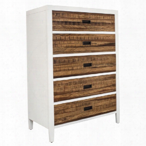 Modus Montana 5 Drawer Chest In White Lacquer And Natural Sengon