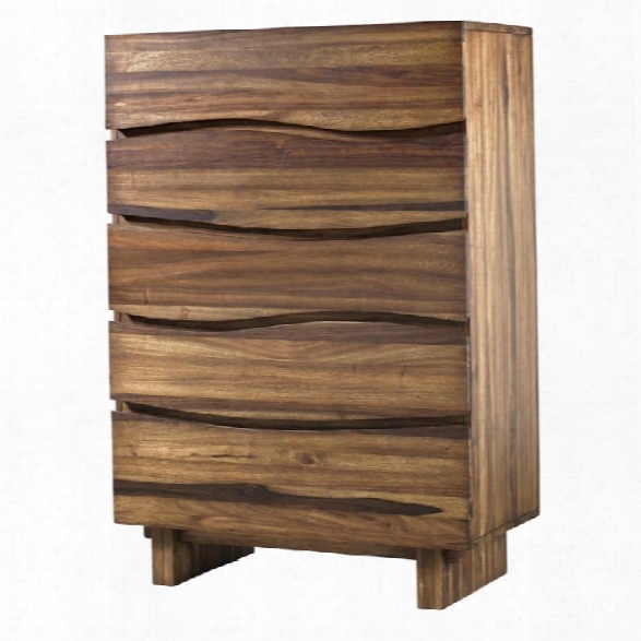 Modus Ocean 5 Drawer Solid Wood Chest In Natural Sengon