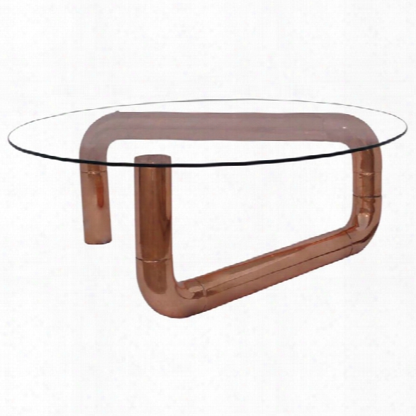 Moe's Boa Glass Top Stainless Steel Coffee Table In Rose Gold