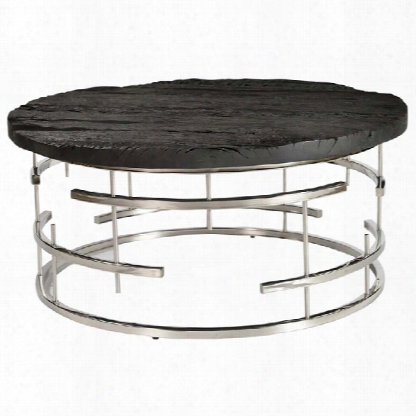 Moe's Morpheus Round Coffee Table In Black And Stainless Steel
