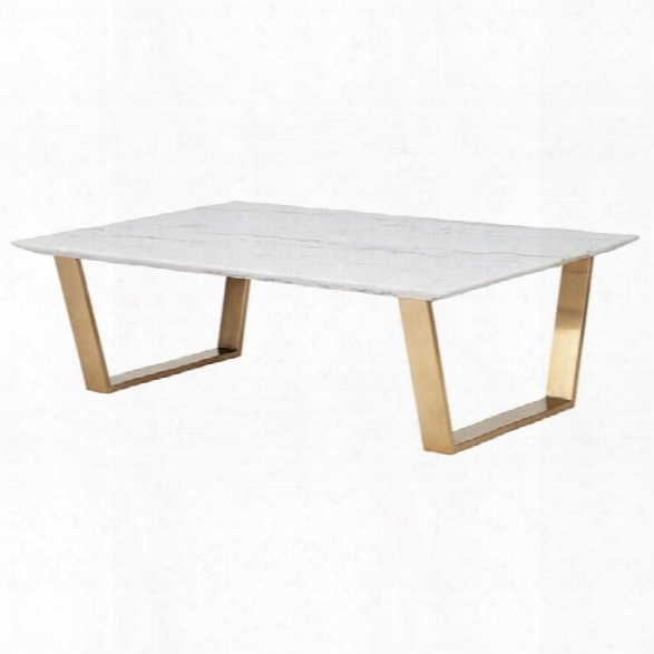 Nuevo Catrine Marble Top Coffee Table In Gold And White