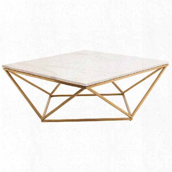 Nuevo Jasmine Square Marble Top Coffee Table In Gold And White