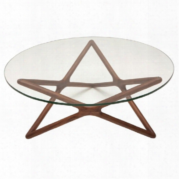 Nuevo Star Round Glass Top Coffee Table In Tan