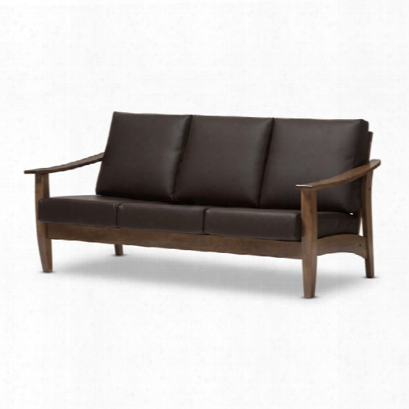 Pierce Faux Leather Sofa In Dark Brown