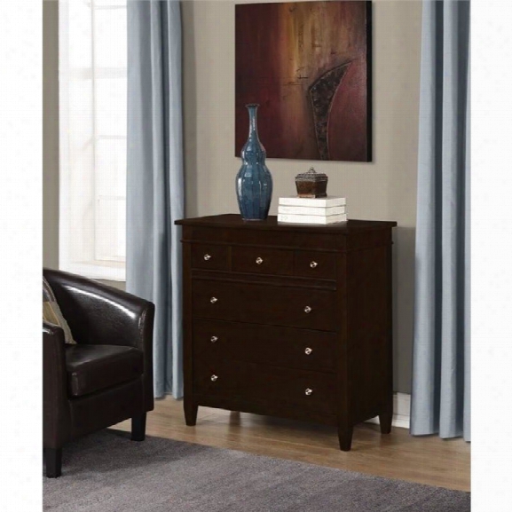 Simpli Home Carlton 6 Drawer Bedroom Chest In Tobacco Brown