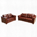 Abbyson Living Torrance 2 Piece Leather Sofa Set in Burgundy