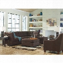 Ashley Maier 3 Piece Right Fabric Chaise Sectional Sofa Set in Walnut