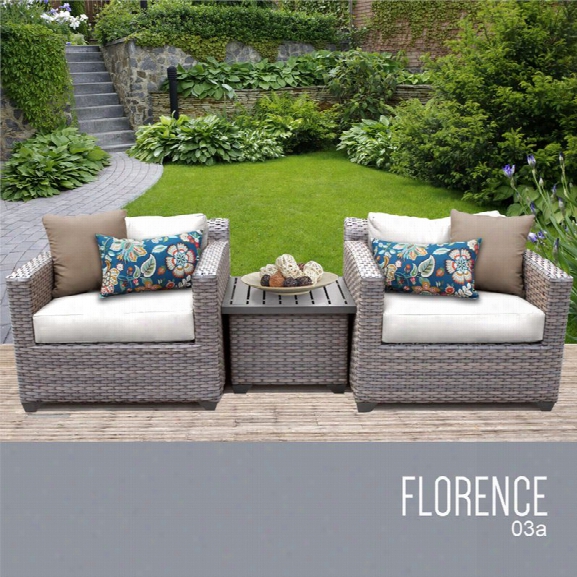 Tkc Florence 3 Piece Patio Wicker Conversation Set In White