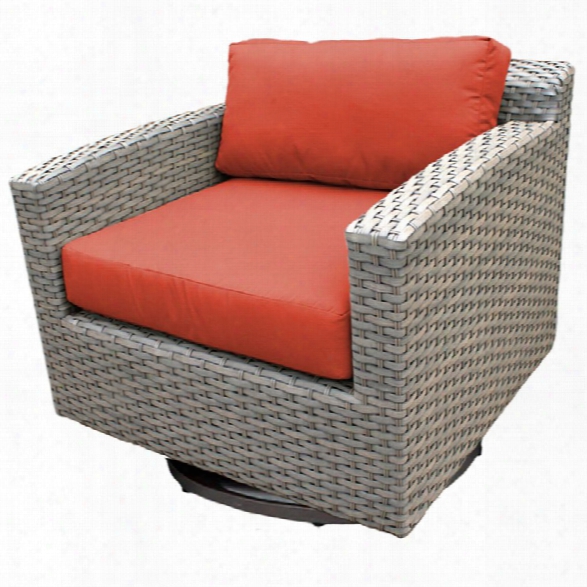 Tkc Florence Patio Wicker Swivel Chair In Orange