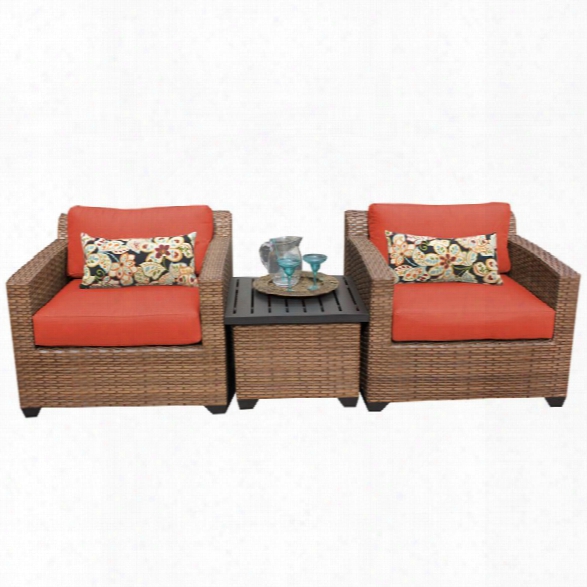 Tkc Laguna 3 Piece Ptaio Wicker Conversation Set In Orange