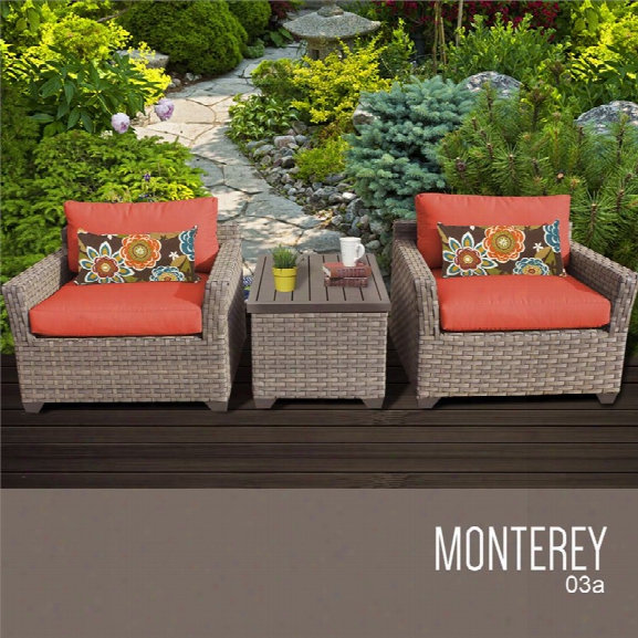 Tkc Monterey 3 Piece Patio Wicker Conversation Set In Orange