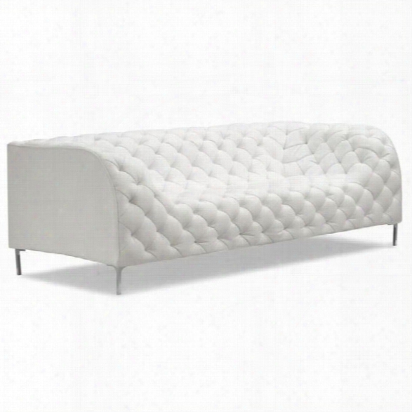 Zuo Providence Modern Faux Leather Sofa In White