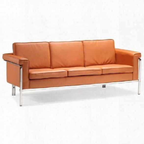 Zuo Singular Modern Leatherette Sofa In Terracota