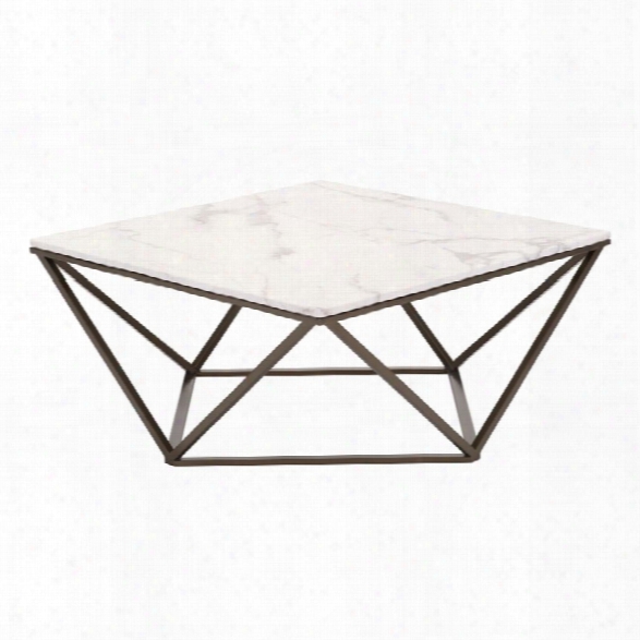 Zuo Tintern Faux Marble Top Coffee Table In Stone And Antique Brass