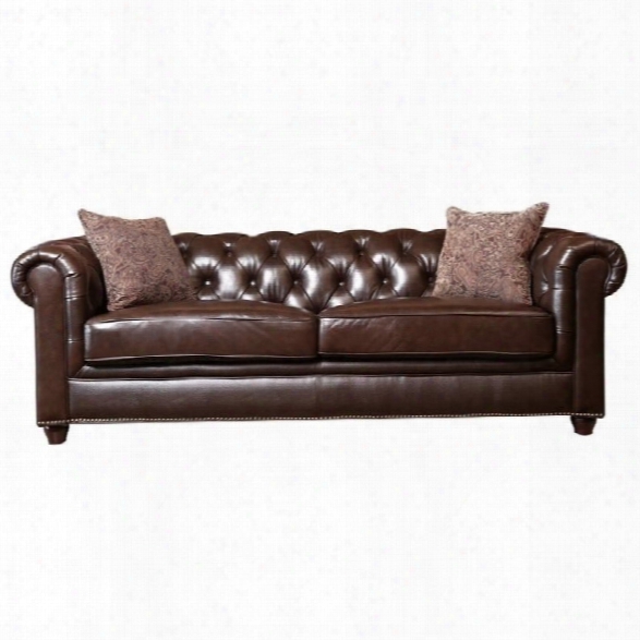 Abbyson Living Alexandra Leather Sofa In Brown
