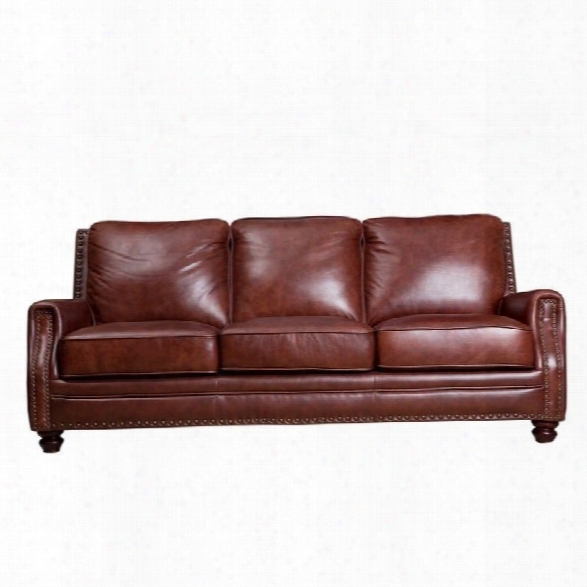 Abbyson Living Bel Air Leather Sofa In Brown