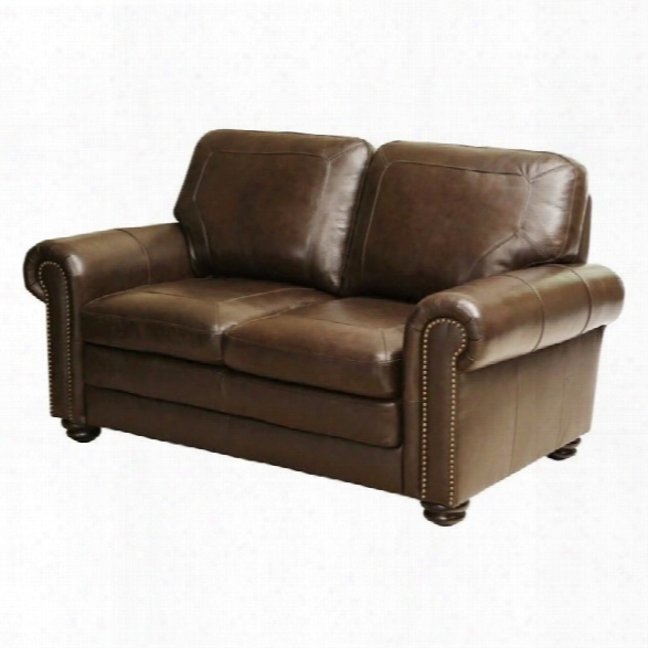 Abbyson Living Bronston Leather Loveseat In Brown