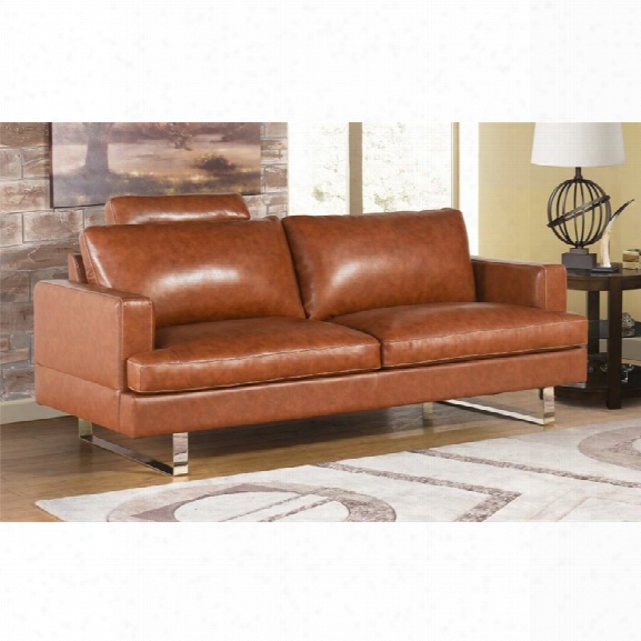 Abbyson Living Norris Top Grain Leather Sofa In Camel