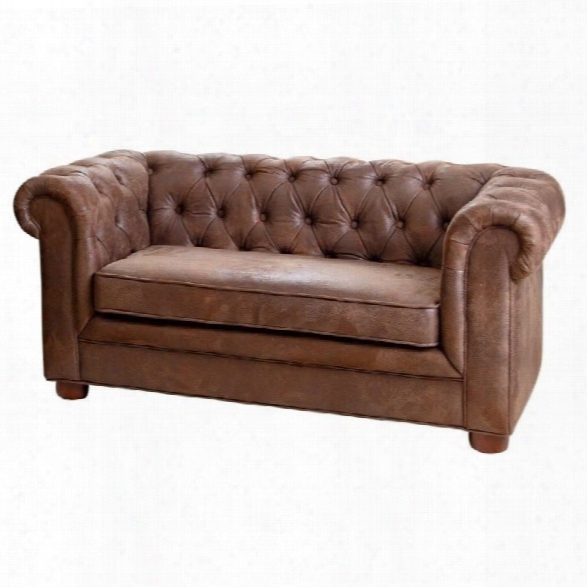 Abbyson Living Rj Kids Mini Fabric Chesterfield Sofa In Antique Brown