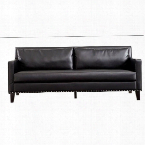 Armen Living Dallas Sofa Black Leather Cowhide Side Panels In Black